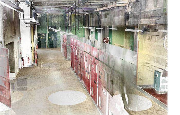 Centrale hydroélectrique de Sablons, nuage de points d'une galerie technique