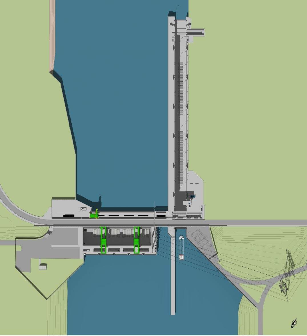 Centrale hydroélectrique de Sablons, plan masse