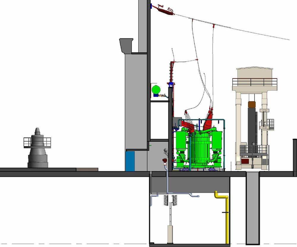 Centrale hydroélectrique, logis neuf, coupe
