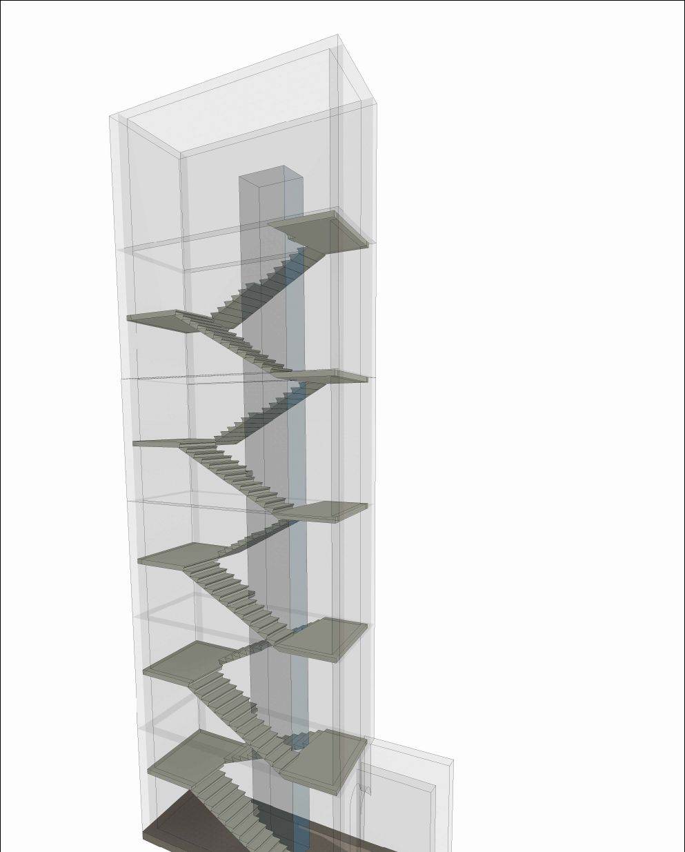 Escalier, Croix-Rousse, Lyon, axonométrie de la maquette