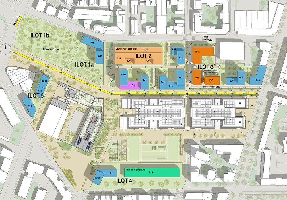 Étude de faisabilité urbaine, ZAC Girondins Nexans, Lyon, plan masse
