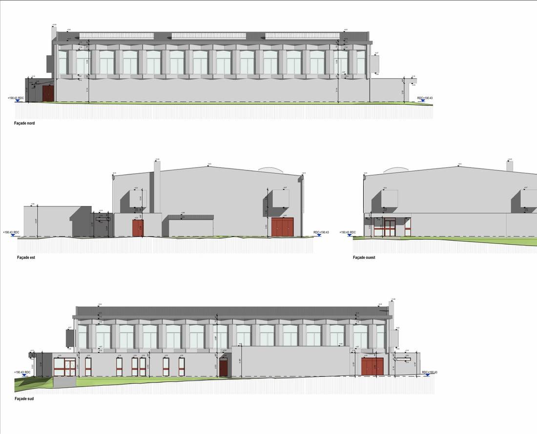 Gymnase de Limas, façades
