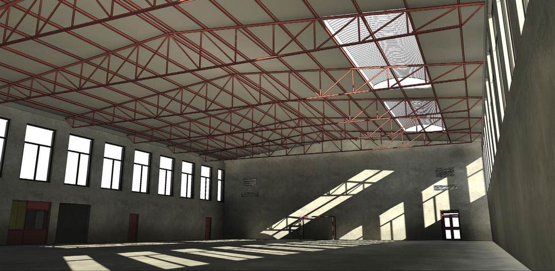 Gymnase de Limas, maquette BIM de l'intérieur