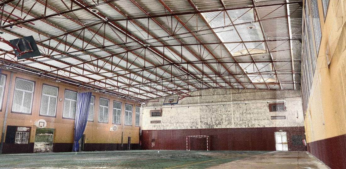 Gymnase de Limas, nuage de points de l'intérieur