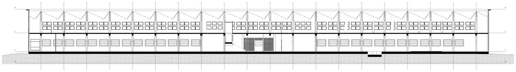Hall d'usine REXO, coupe longitudinale