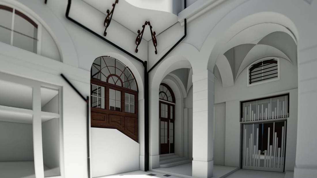 Hôtel La Cour des Loges, Lyon, décors de façade