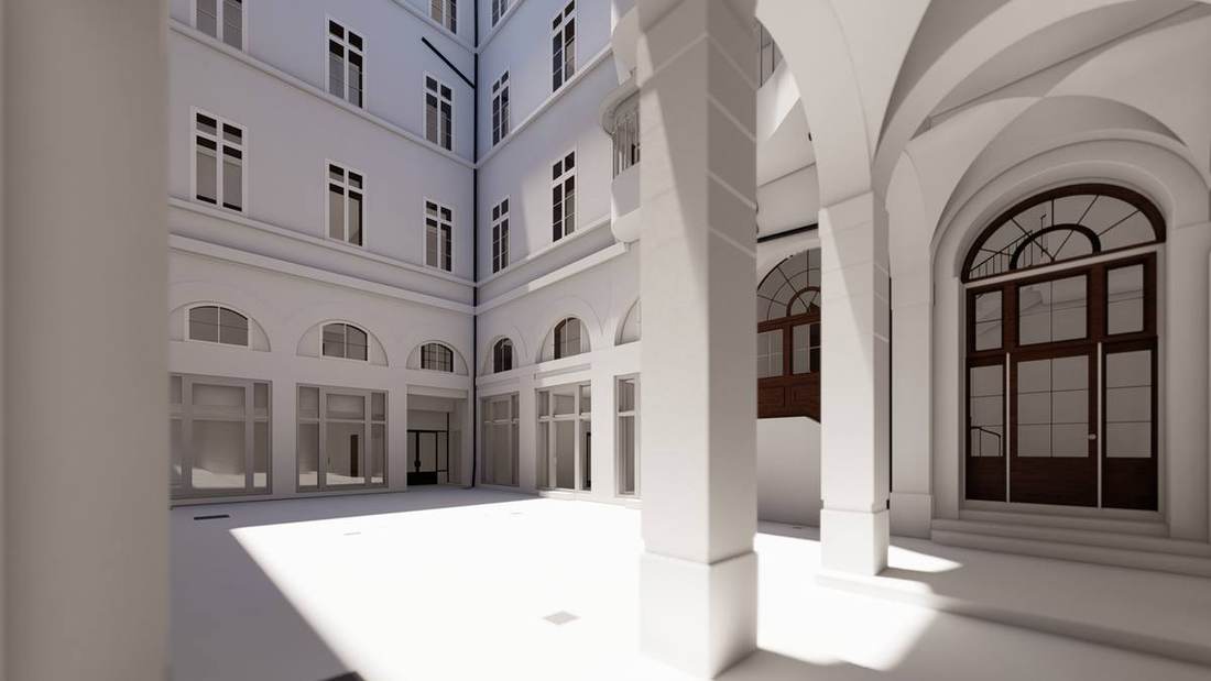 Hôtel La Cour des Loges, Lyon, galerie à arcades
