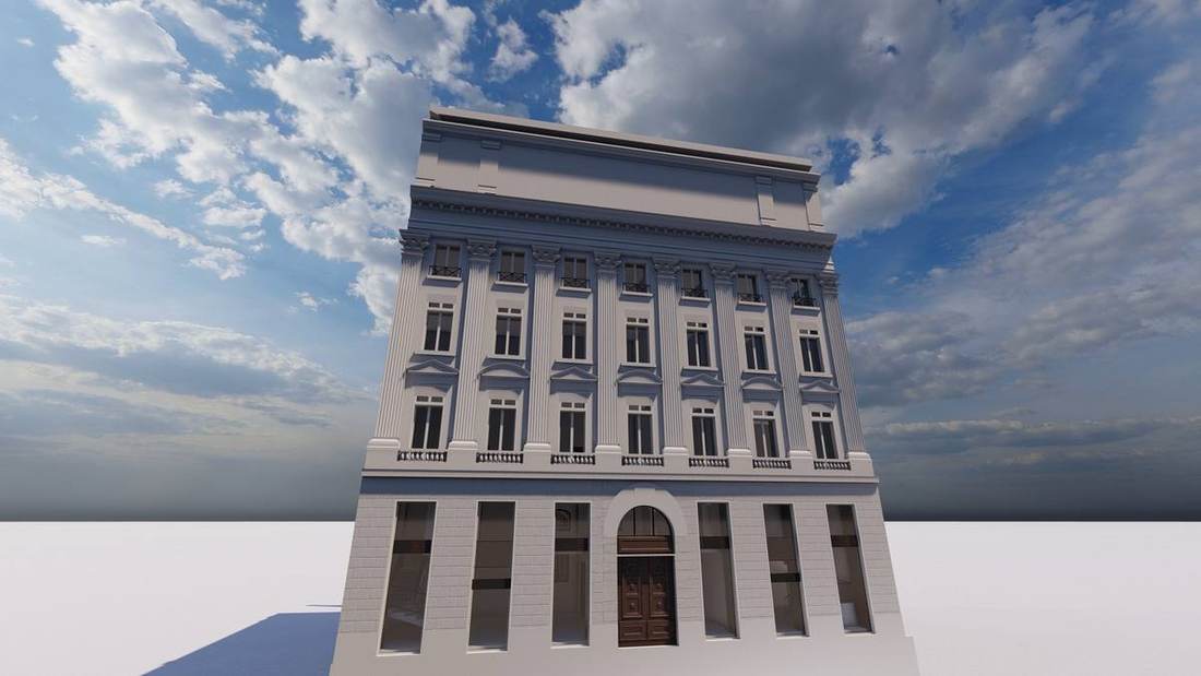 Hôtel La Cour des Loges, Lyon, rendu BIM de la façade