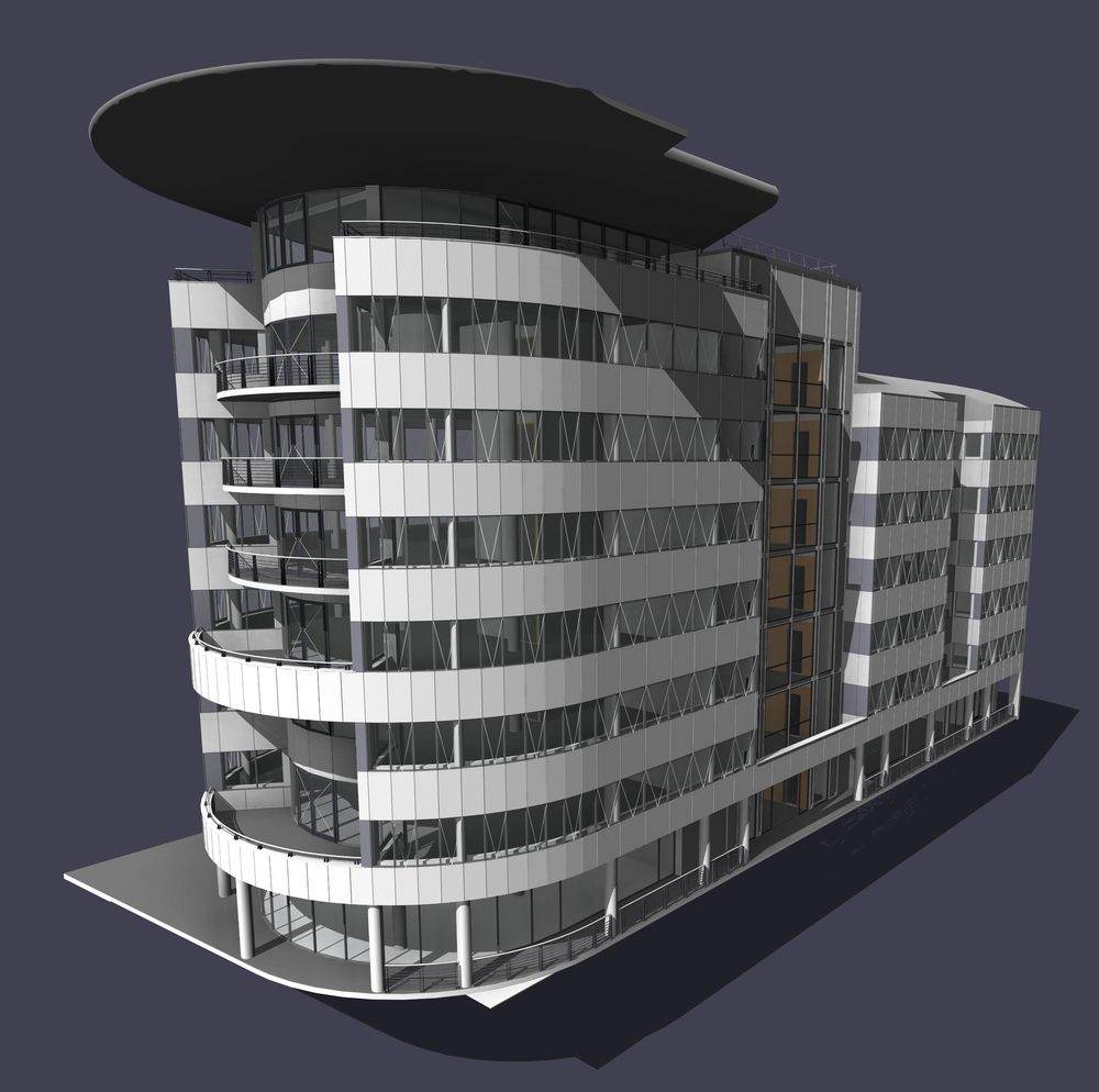 Immeuble de bureaux, avenue Georges Pompidou, maquette BIM