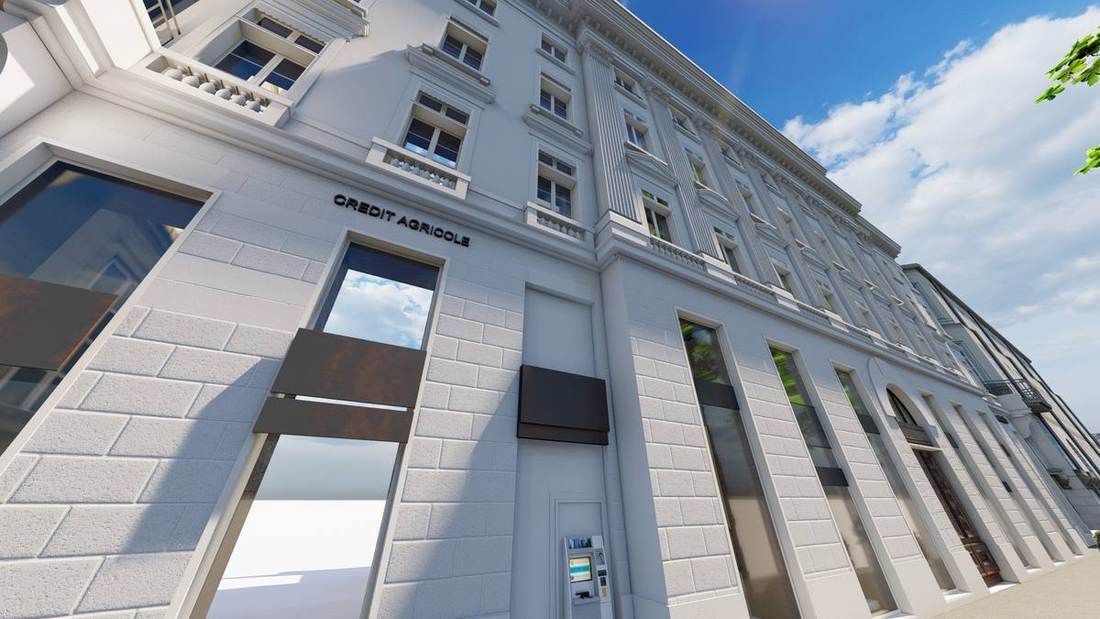 Immeuble Harmonie Mutuelle, façade en perspective